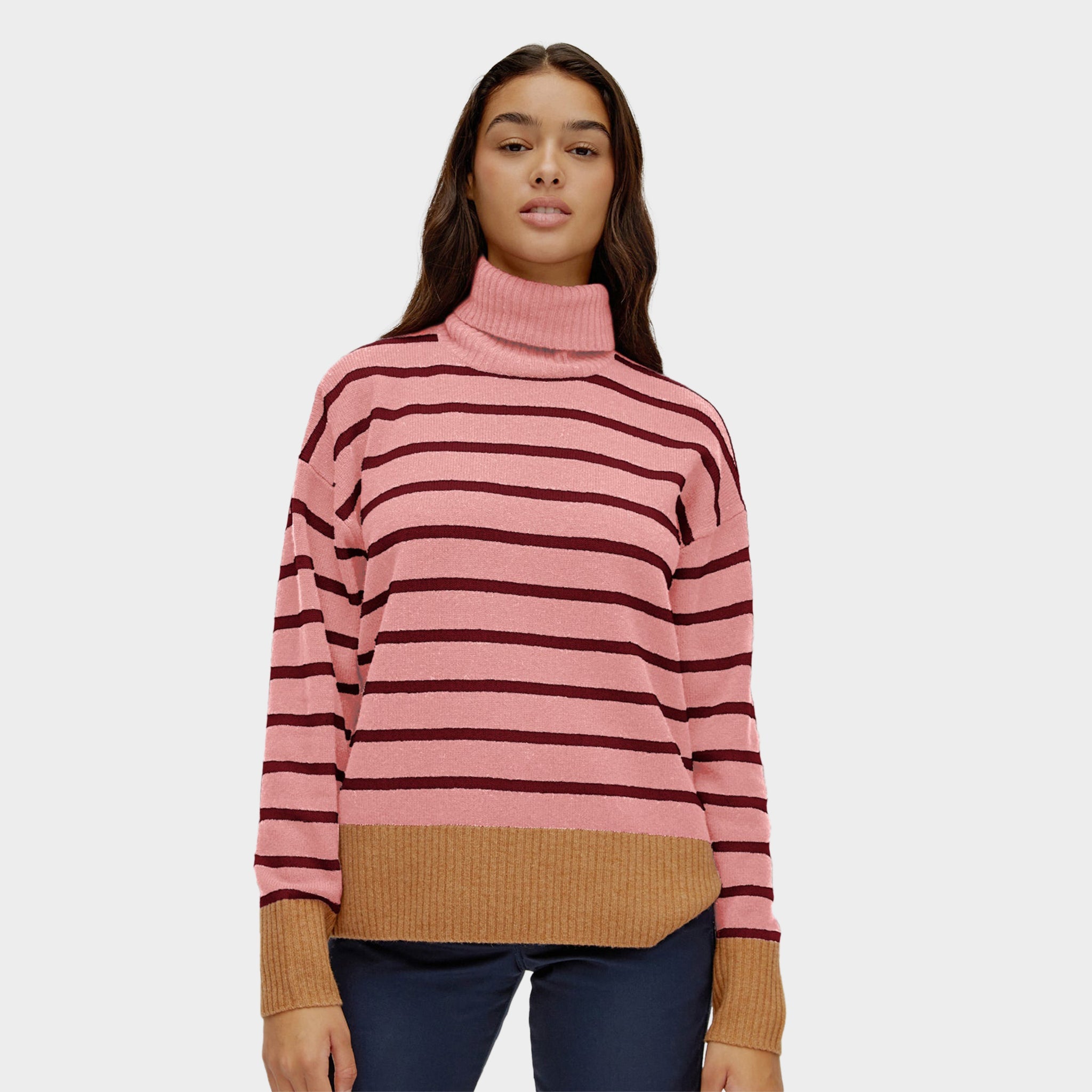 Pink striped turtleneck online